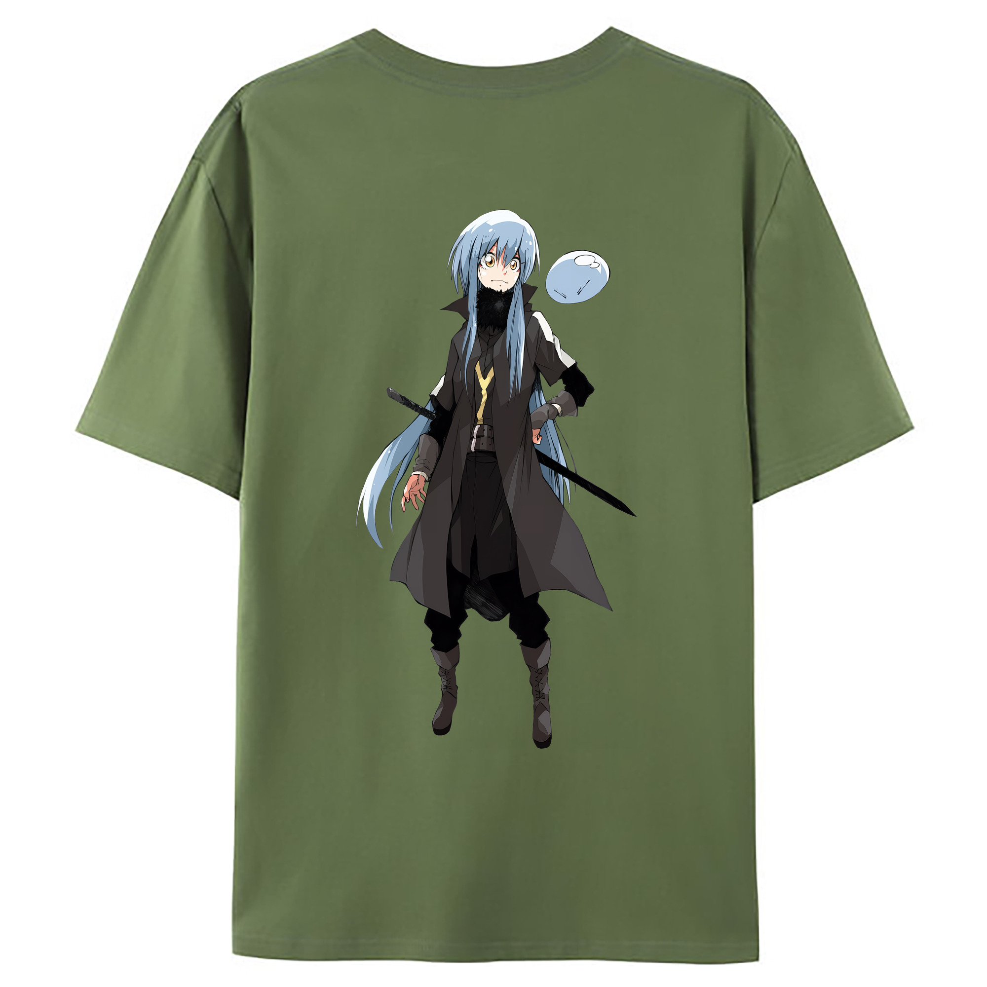 （画像用） 転スラ Regarding Reincarnated to Slime 綿100％ メンズ半袖Tシャツ（バックプリント） 通気性